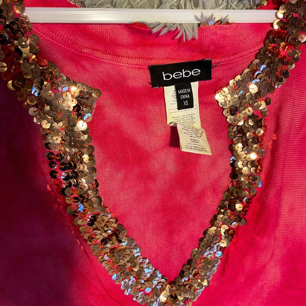 Bebe Sequence Flared Top, Xs - image 2